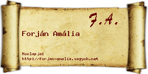 Forján Amália névjegykártya